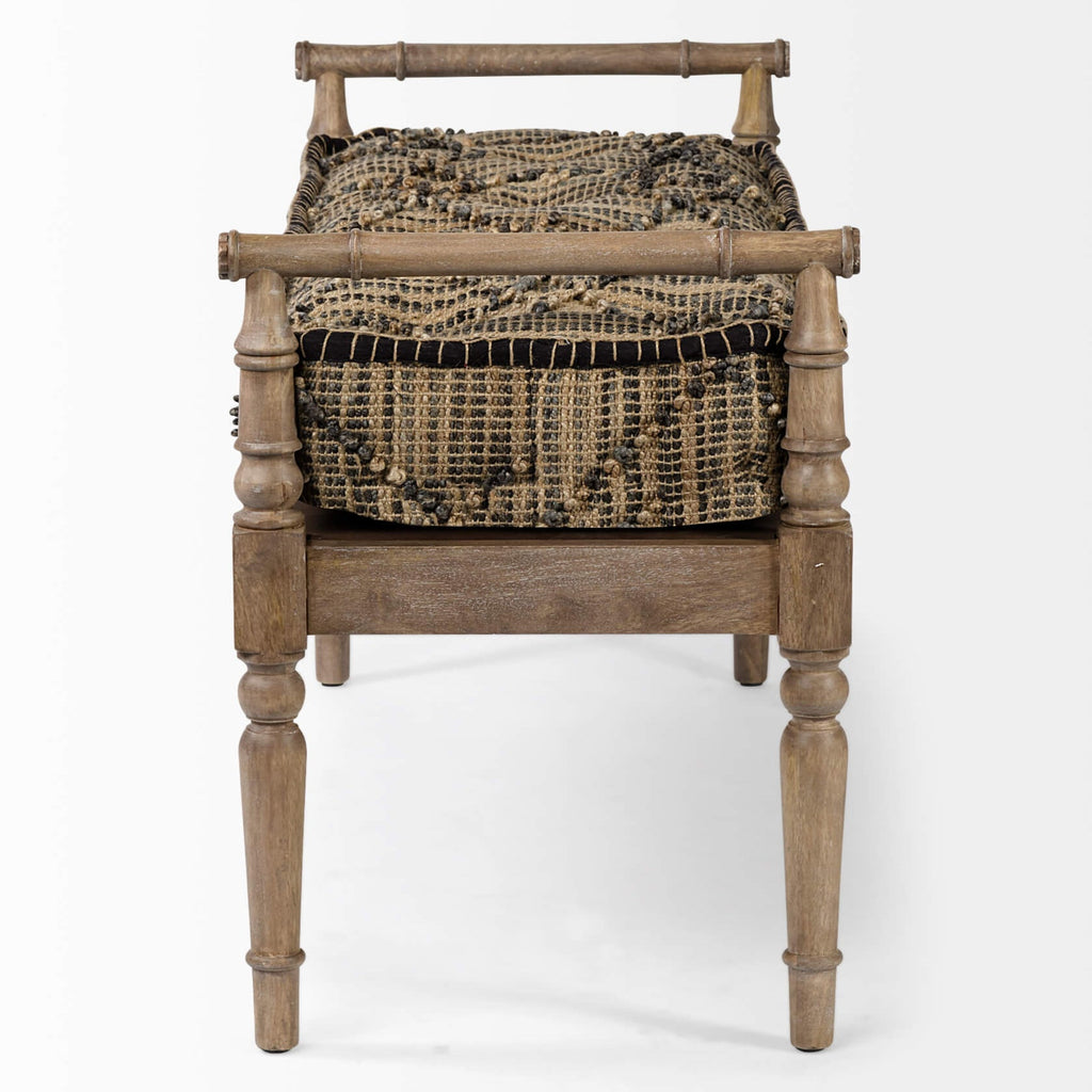 Banc en jute et bois sculpté Fullerton