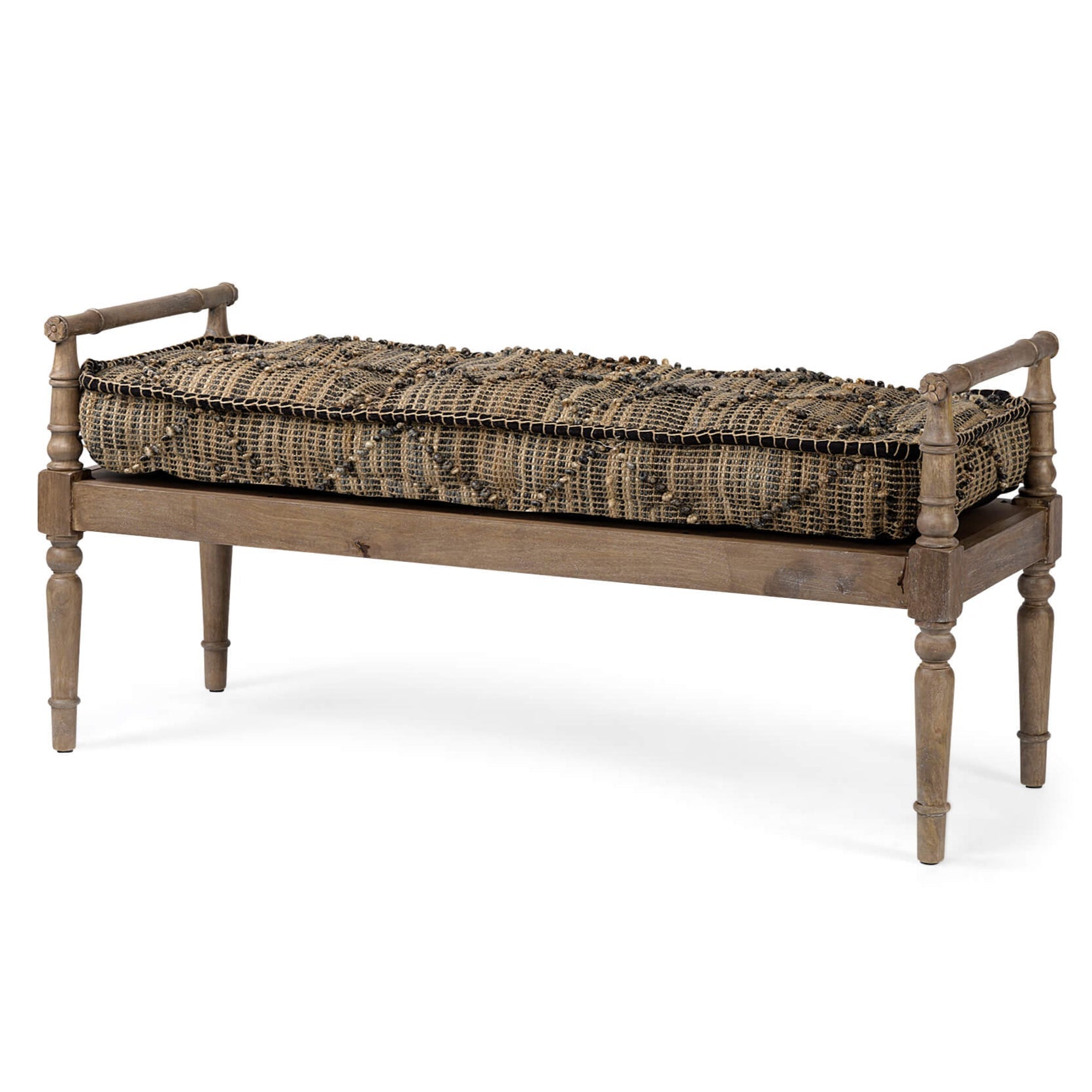 Banc en jute et bois sculpté Fullerton