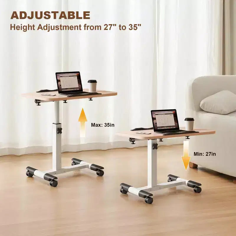Table de lit réglable avec roulettes, bureau portable pliable pour ordinateur portable (hauteur réglable) pour bureau à domicile et poste de travail (1-pack)