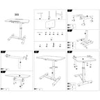 Table de lit réglable avec roulettes, bureau portable pliable pour ordinateur portable (hauteur réglable) pour bureau à domicile et poste de travail (1-pack)