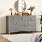 Commode à 7 tiroirs cannelés de 54 po – Armoire de rangement moderne en bois pour chambre et salon