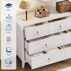 Commode à 7 tiroirs cannelés de 54 po – Armoire de rangement moderne en bois pour chambre et salon