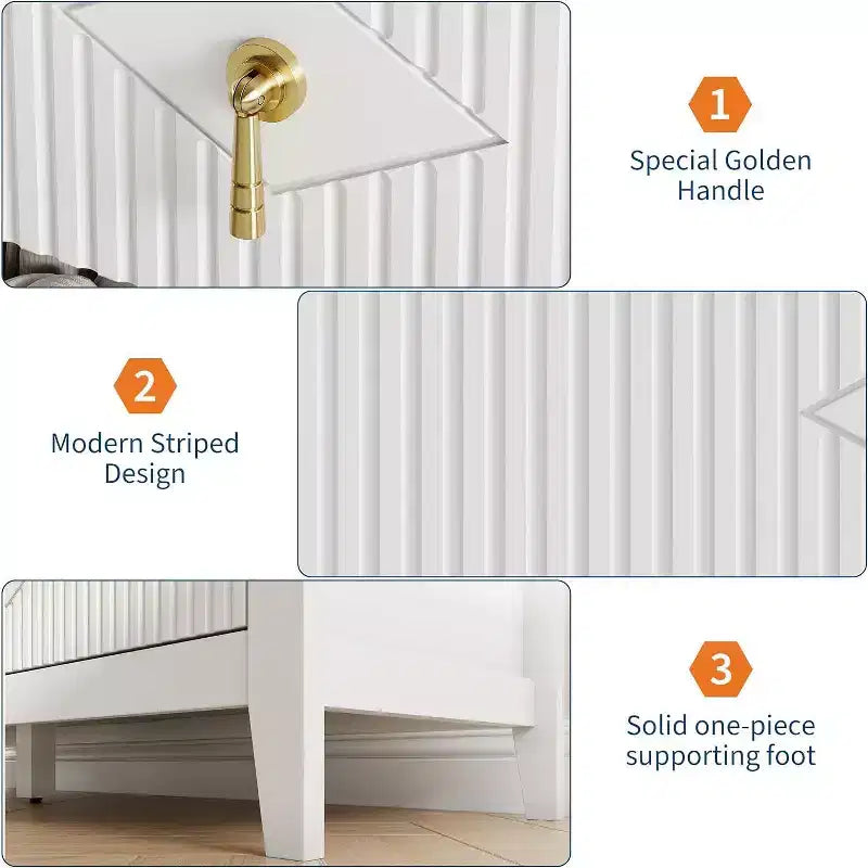 Commode à 7 tiroirs cannelés de 54 po – Armoire de rangement moderne en bois pour chambre et salon