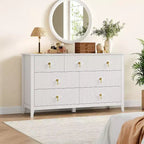 Commode à 7 tiroirs cannelés de 54 po – Armoire de rangement moderne en bois pour chambre et salon