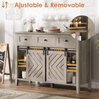 Meuble de bar à café de style ferme avec porte coulissante, buffet avec casier à vin et 3 tiroirs
