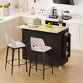 Mobile Kitchen Island with Power Outlet & Drop Leaf, Multi-Functional Rolling Cart with Storage, Spice Rack and Towel Bar