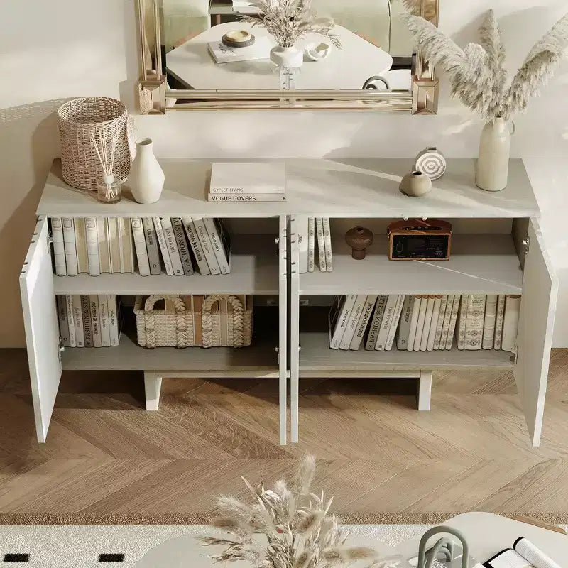 Buffet de rangement autoportant en bois moderne à 4 portes