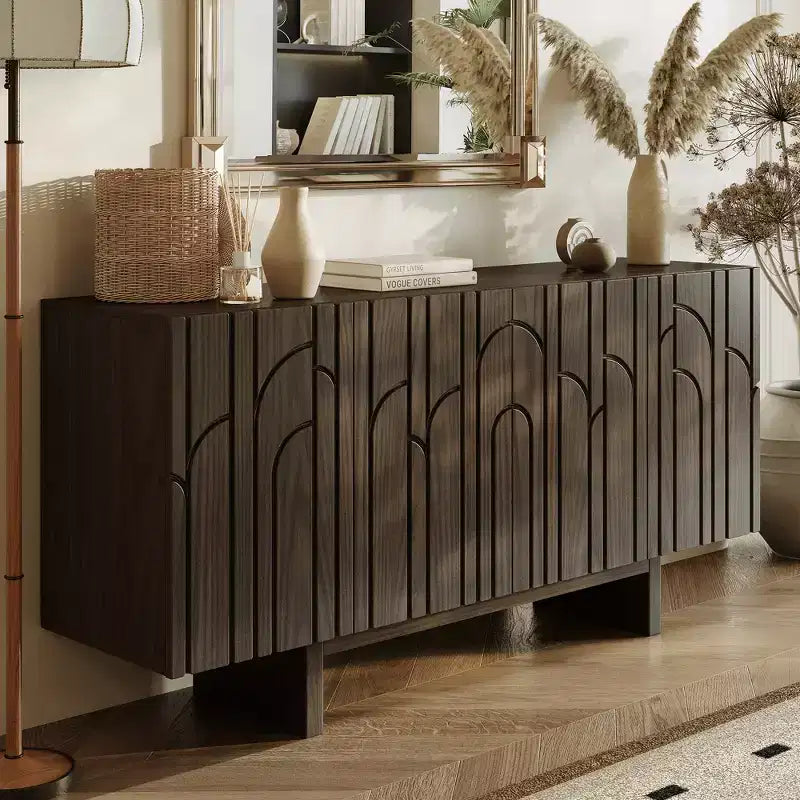 Buffet de rangement autoportant en bois moderne à 4 portes