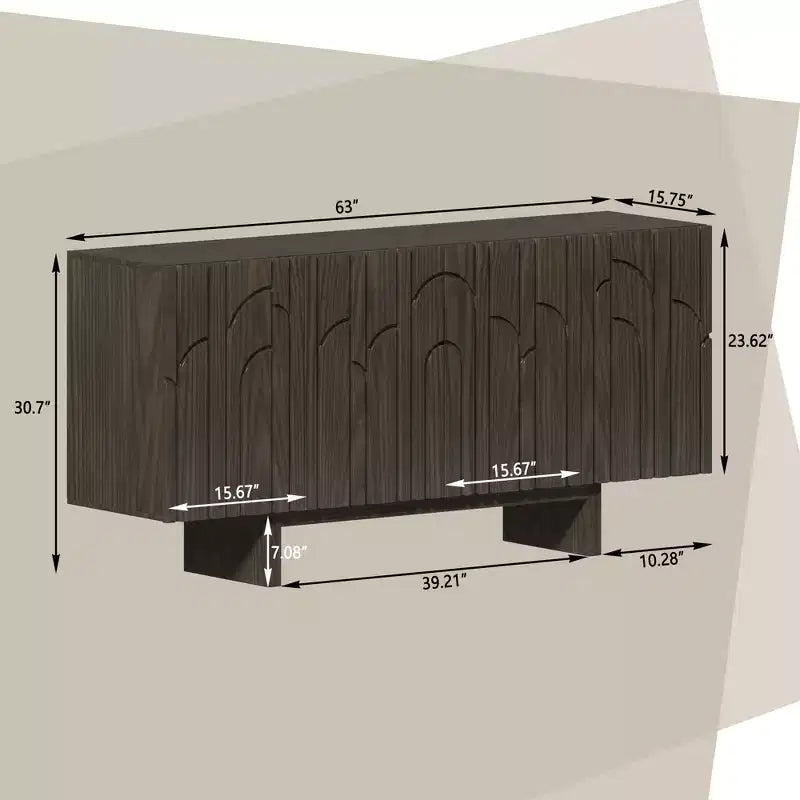Buffet de rangement autoportant en bois moderne à 4 portes