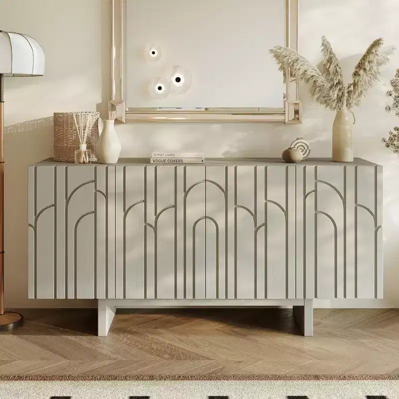 Buffet de rangement autoportant en bois moderne à 4 portes