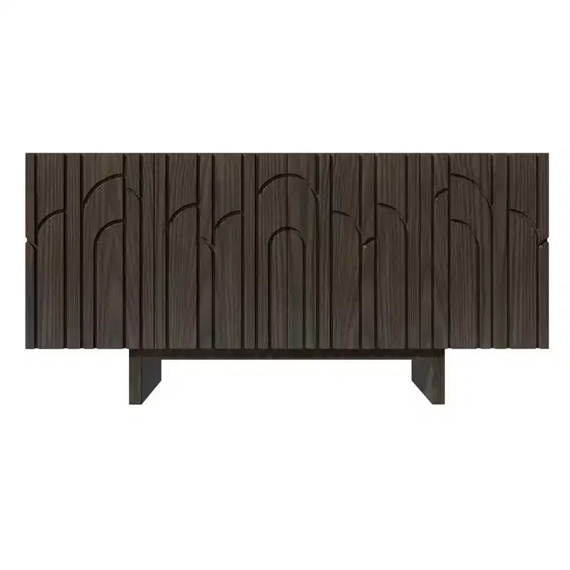 CLIHOME Modern 4 Doors Freestanding Wood Storage Buffet Sideboard, TV Stands and Console