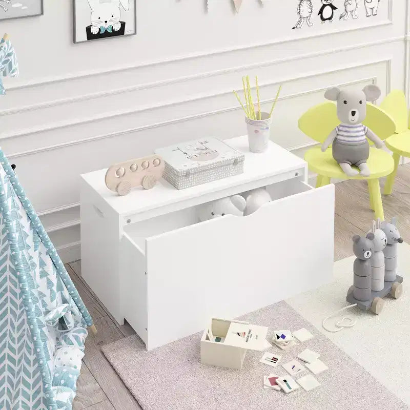 Coffre à jouets pour enfants avec tiroirs de rangement coulissants, organisateur de jouets avec tiroir roulant, blanc