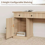 Bureau de rangement pour la maison, bureau de 152 cm avec station de charge et niches, bureau d'ordinateur en bois avec tiroir de classement pour salle d'étude
