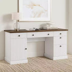 Home Office Desk Storage, 60 Inch Desk with Charging Station and Recessed, Wooden Computer Desk Writing Desk with File Drawer for Study Room