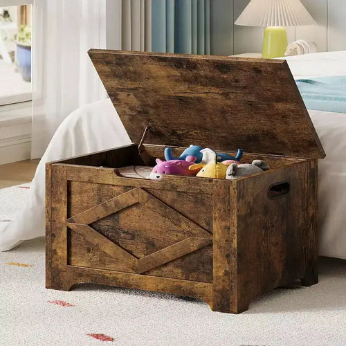 COZONY 23.6 Wooden Storage Bench with Safety Hinge, Large Toy Chest & Storage Chest, Easy Assembly Entryway & Living Room Organizer for Bedroom