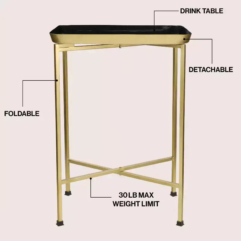 Table d'appoint pliable classique industrielle en métal Sterling 26.25
