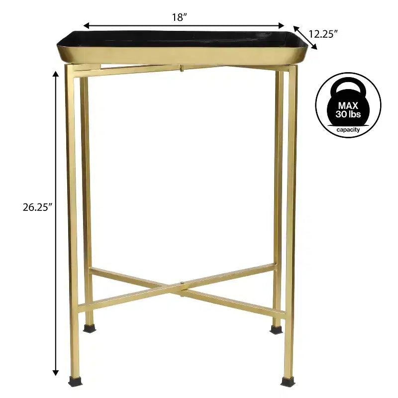 Table d'appoint pliable classique industrielle en métal Sterling 26.25