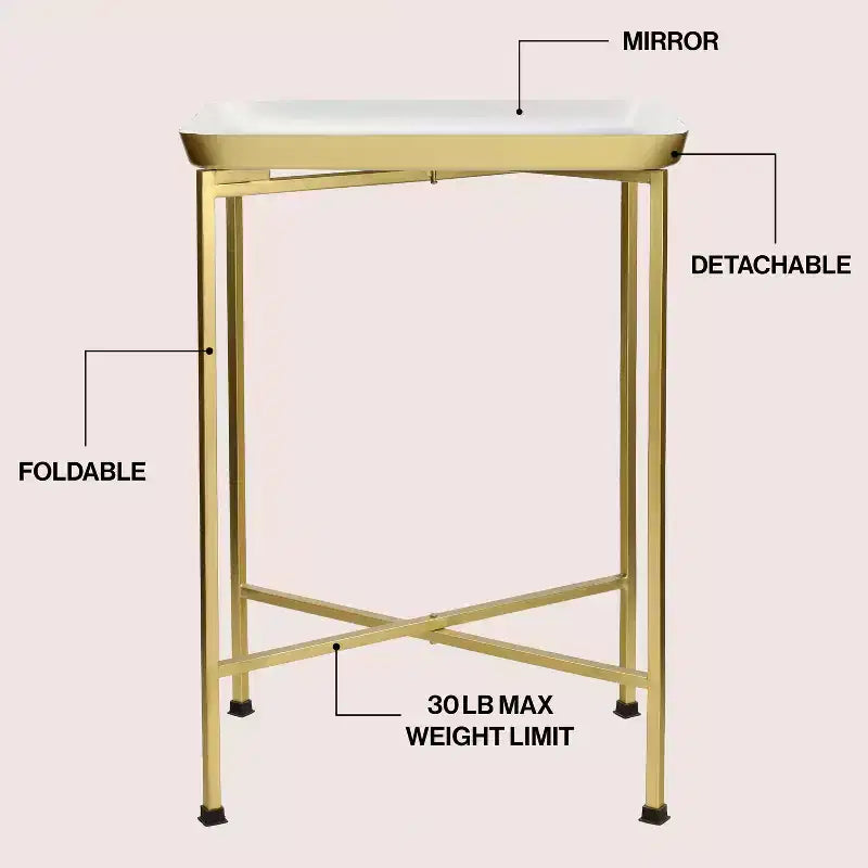 Table d'appoint pliable classique industrielle en métal Sterling 26.25