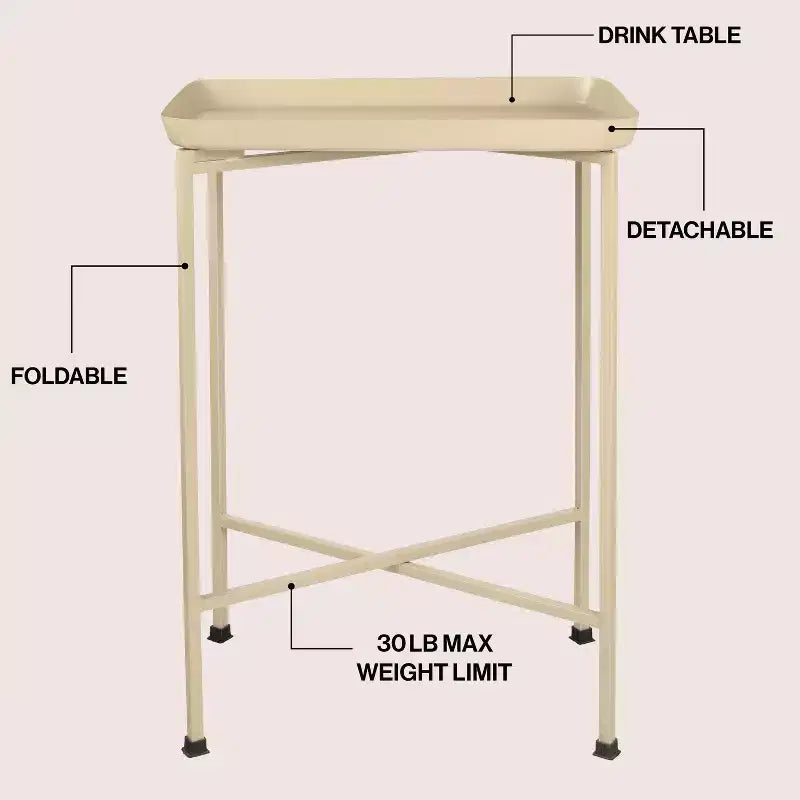 Table d'appoint pliable classique industrielle en métal Sterling 26.25