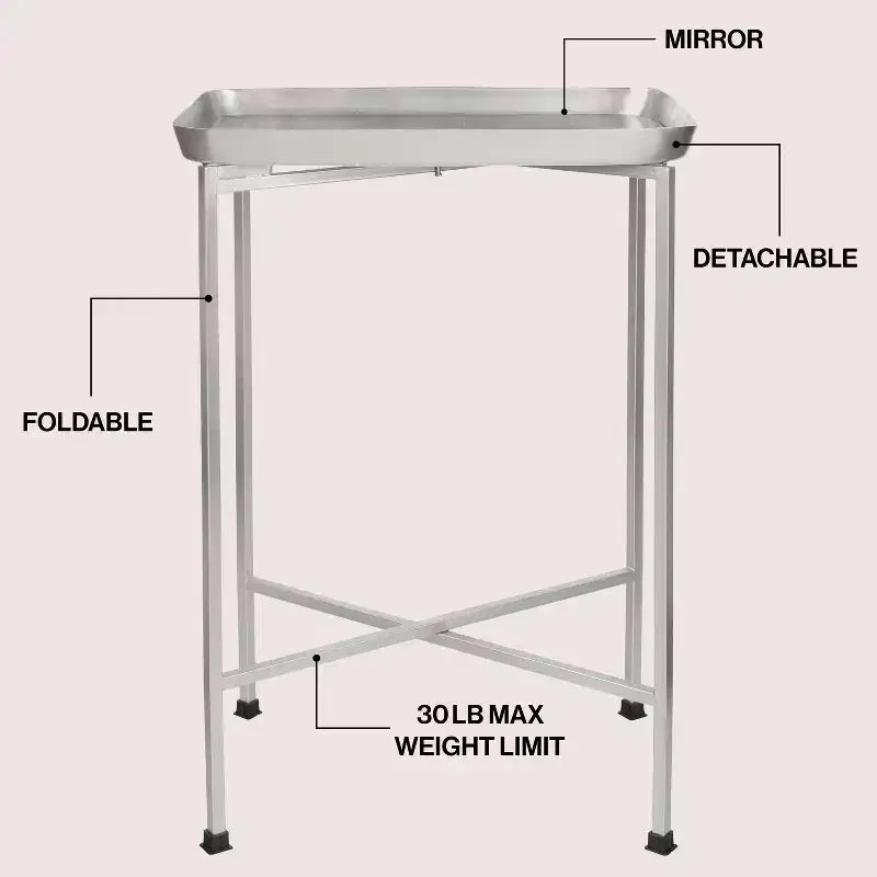 Table d'appoint pliable classique industrielle en métal Sterling 26.25