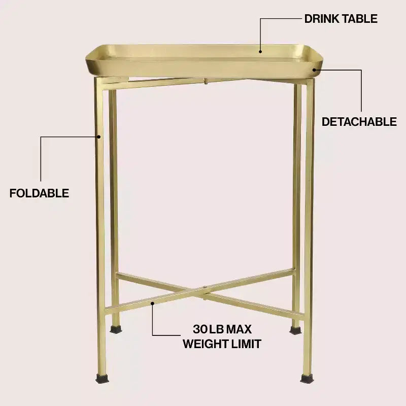 Table d'appoint pliable classique industrielle en métal Sterling 26.25
