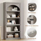 Bibliothèque arquée, étagère à 5 niveaux, bibliothèque de style ferme de 174,5 cm de haut, étagère de rangement incurvée pour le bureau à domicile, le salon