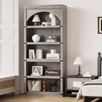 Bibliothèque arquée, étagère à 5 niveaux, bibliothèque de style ferme de 174,5 cm de haut, étagère de rangement incurvée pour le bureau à domicile, le salon