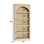 Bibliothèque arquée, étagère à 5 niveaux, bibliothèque de style ferme de 174,5 cm de haut, étagère de rangement incurvée pour le bureau à domicile, le salon