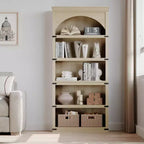 Bibliothèque arquée, étagère à 5 niveaux, bibliothèque de style ferme de 174,5 cm de haut, étagère de rangement incurvée pour le bureau à domicile, le salon