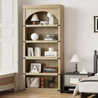 Bibliothèque arquée, étagère à 5 niveaux, bibliothèque de style ferme de 174,5 cm de haut, étagère de rangement incurvée pour le bureau à domicile, le salon