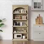 Bibliothèque arquée, étagère à 5 niveaux, bibliothèque de style ferme de 174,5 cm de haut, étagère de rangement incurvée pour le bureau à domicile, le salon