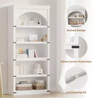Bibliothèque arquée, étagère à 5 niveaux, bibliothèque de style ferme de 174,5 cm de haut, étagère de rangement incurvée pour le bureau à domicile, le salon