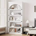 Bibliothèque arquée, étagère à 5 niveaux, bibliothèque de style ferme de 174,5 cm de haut, étagère de rangement incurvée pour le bureau à domicile, le salon