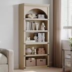 Bibliothèque arquée, étagère à 5 niveaux, bibliothèque de style ferme de 174,5 cm de haut, étagère de rangement incurvée pour le bureau à domicile, le salon