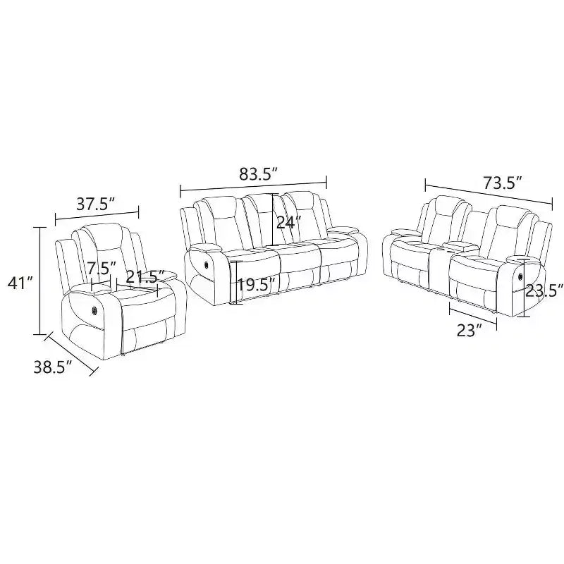 Canapé inclinable électrique deux places, fauteuil inclinable en cuir 2 places électrique avec port USB, rangement et porte-gobelets pour salon, marron