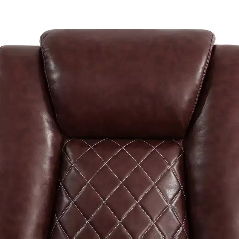 Canapé inclinable électrique deux places, fauteuil inclinable en cuir 2 places électrique avec port USB, rangement et porte-gobelets pour salon, marron