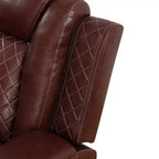 Canapé inclinable électrique deux places, fauteuil inclinable en cuir 2 places électrique avec port USB, rangement et porte-gobelets pour salon, marron
