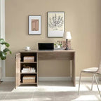 Bureaux de télétravail de style campagnard de 120 cm (47,25 po), bureau d'ordinateur avec 1 fausse porte de grange et 3 étagères, bureau debout pour la maison, le bureau