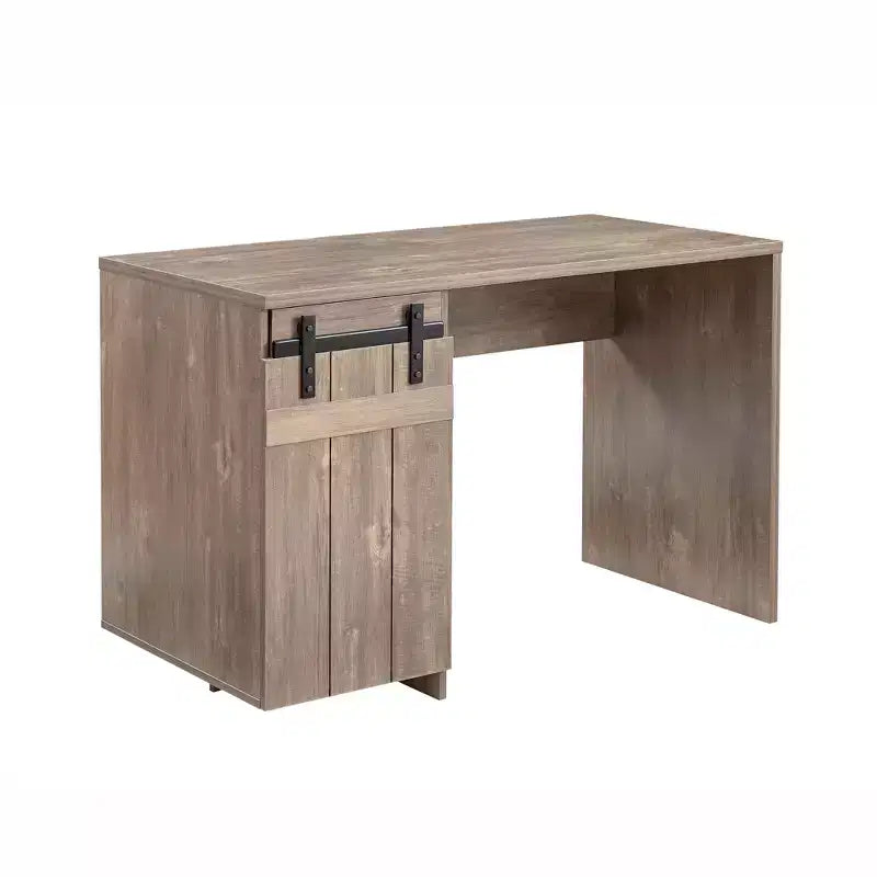 Bureaux de télétravail de style campagnard de 120 cm (47,25 po), bureau d'ordinateur avec 1 fausse porte de grange et 3 étagères, bureau debout pour la maison, le bureau