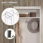 Meuble d'entrée étroit avec banc à chaussures, banc rustique avec porte-manteau, porte-manteau décoratif avec étagères de rangement pour couloir, vestiaire
