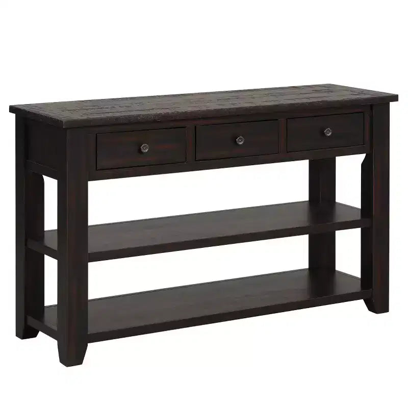 Console vintage 48" avec rangement, table de canapé moderne avec plateau en bois massif pour entrée, salon ou couloir.
