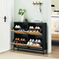 GustoWave 4-Door Freestanding Rattan Shoe Cabinet Organizer with Adjustable Shelves
