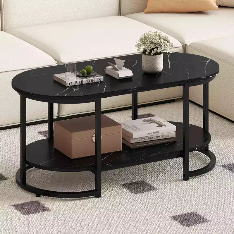 Table basse en marbre blanc moderne à 2 niveaux