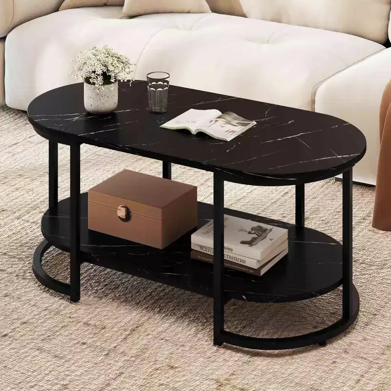 Table basse en marbre blanc moderne à 2 niveaux