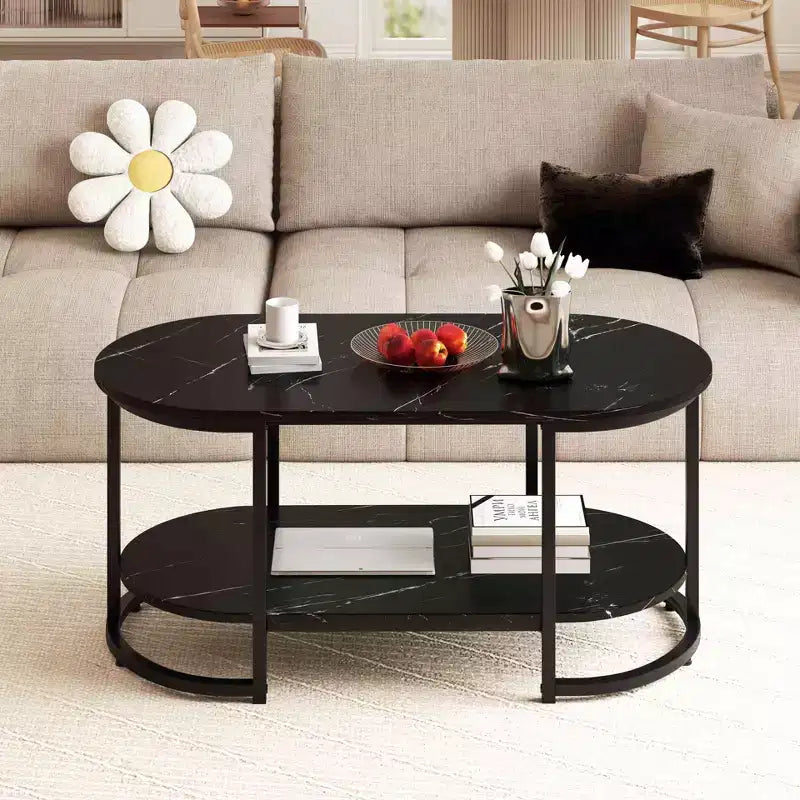 Table basse en marbre blanc moderne à 2 niveaux