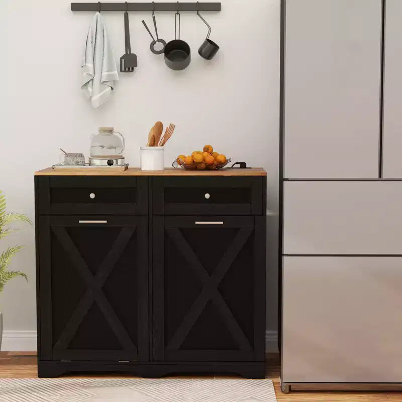 Meuble de poubelle basculante avec prises de courant