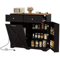 Costway Tilt Out Trash Can Cabinet w/ Outlets 2 Drawers Adjustable Shelf Anti-Tipping Kit