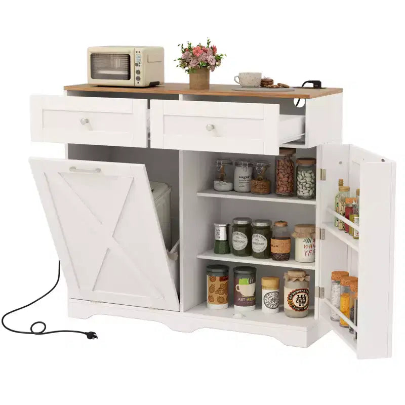 Meuble de poubelle basculante avec prises de courant