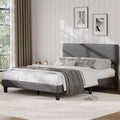 Bed Frame with Upholstered Headboard,Platform Bed Frame with Wooden Slat Support, Easy Assembly Platform Bed, No Box Spring Needed Noise Free
