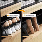 Meuble à chaussures en rotin de style rustique - Étagère à chaussures étroite à 3 niveaux avec 3 tiroirs et étagères réglables